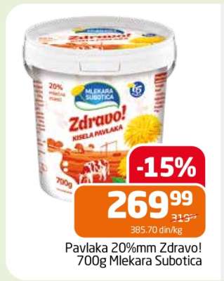 Pavlaka 20%mm Zdravo! 700g Mlekara Subotica
