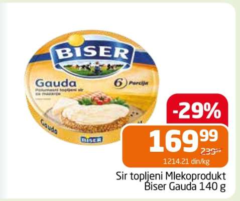 Sir topljeni Mlekoprodukt Biser Gauda 140 g
