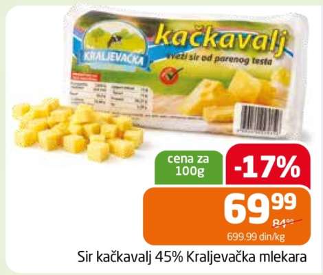 Sir kačkavalj 45% Kraljevačka mlekara