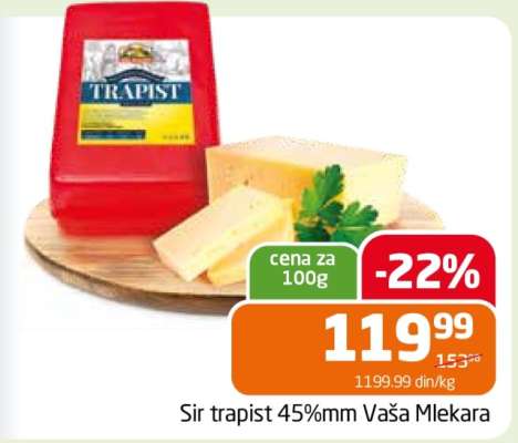 Sir trapist 45%mm Vaša Mlekara