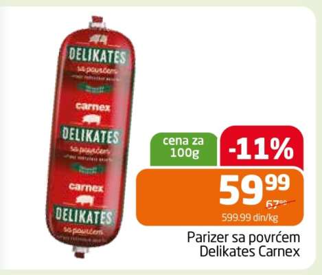 Parizer sa povrćem Delikates Carnex
