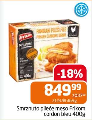 Smrznuto pileće meso Frikom cordon bleu 400g