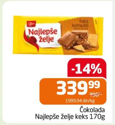 Čokolada Najlepše želje keks 170g
