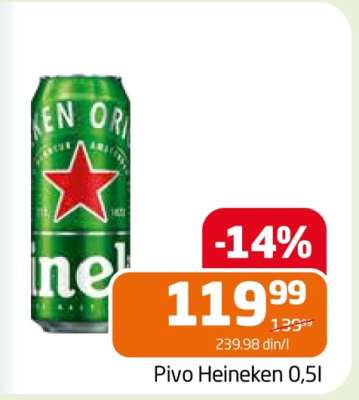 Pivo Heineken 0,5l