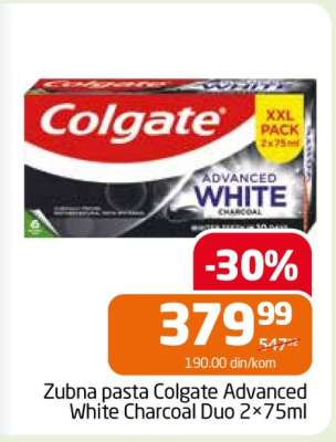 Zubna pasta Colgate Advanced White Charcoal Duo 2×75ml