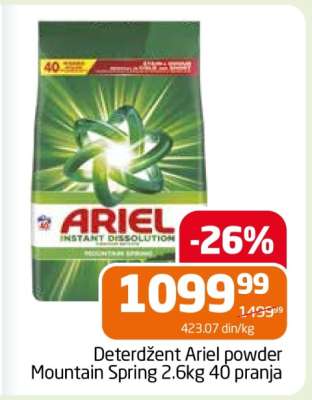 Deterdžent Ariel powder Mountain spring 2.6kg 40 pranja