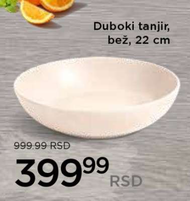 Duboki tanjir, bež, 22 cm
