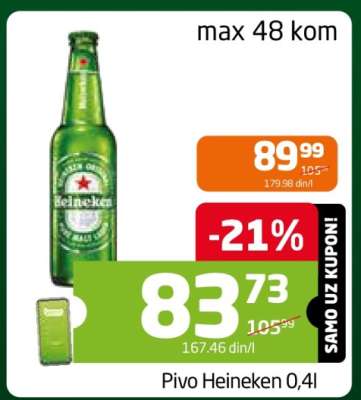Pivo Heineken 0.4l