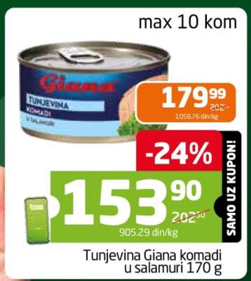 Tunjevina Giana komadi u salamuri 170 g