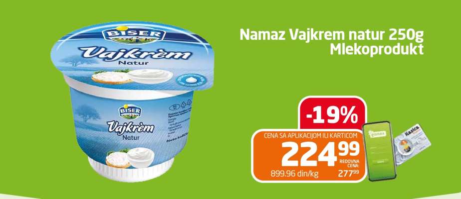 Namaz Vajkrem natur 250g