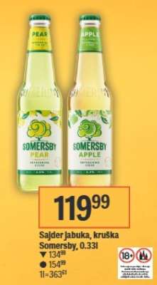 Sajder jabuka, kruška Somersby, 0.33l