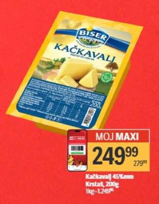 Kačkavalj 45%mm Krstaš, 200g