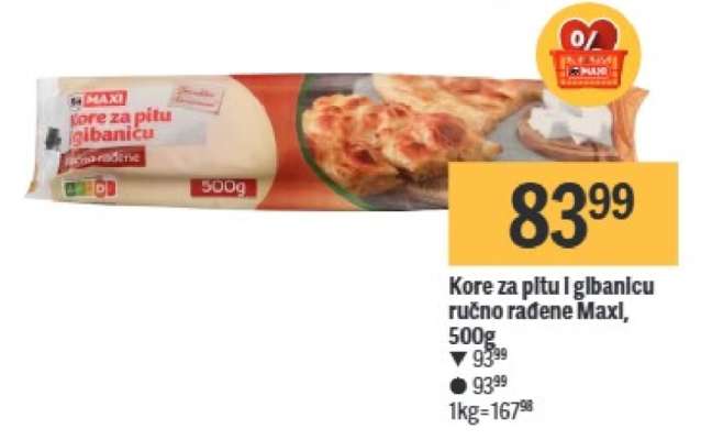 Kore za pitu i gibanicu ručno rađene, Maxi 500g