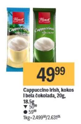 Cappuccino Irish, kokos i bela čokolada, 20g
