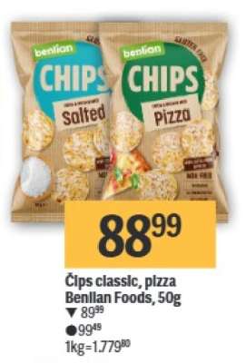 Čips classic, pizza Benllan Foods, 50g