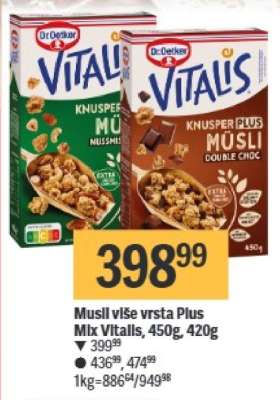 Musli više vrsta Plus Mix Vitalls, 450g, 420g