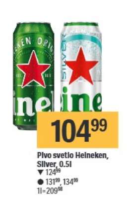 Pivo svetlo Heineken Silver 0.5l