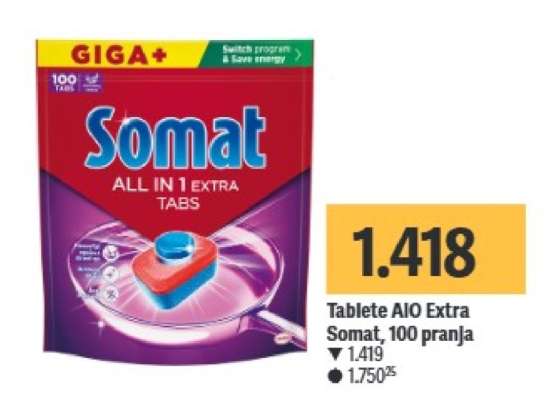Tablete AIO Extra Somat, 100 pranja
