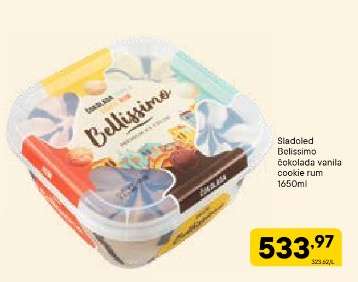 Sladoled Bellissimo čokolada vanila cookie rum