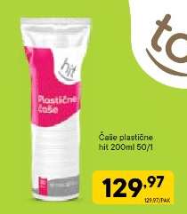 Čaše plastične hit 200ml 50/1