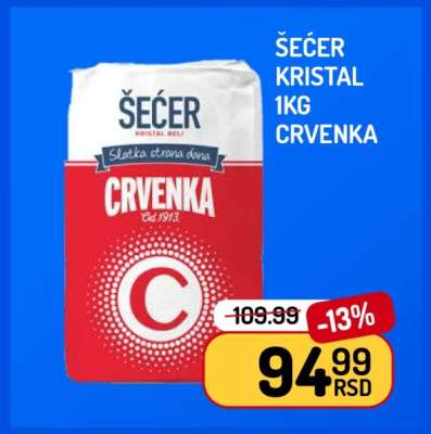 ŠEĆER KRISTAL 1kg CRVENKA