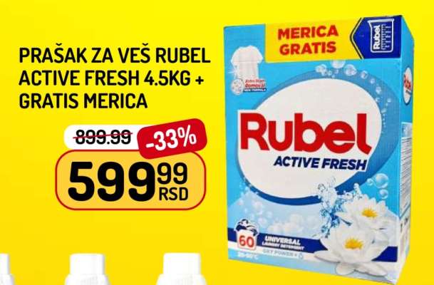 Prašak za veš Rubel Active Fresh 4.5kg + gratis merica