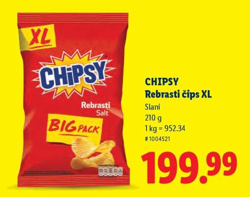 CHIPSY Rebrasti čips XL