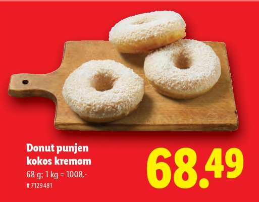 Donut punjen kokos kremom