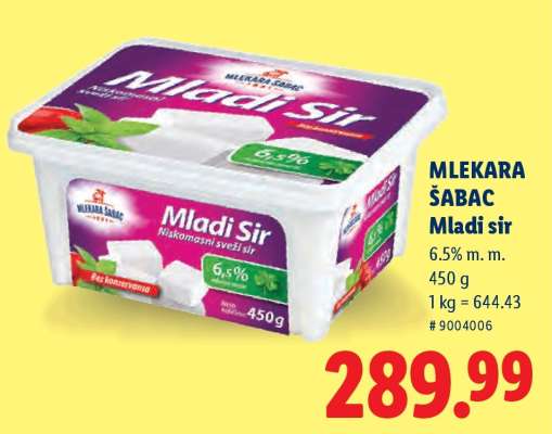 Mlekara Šabac mladi sir