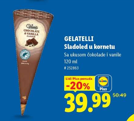Gelatelli Sladoled u kornetu