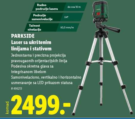 PARKSIDE Laser sa ukrštenim linijama i stativom