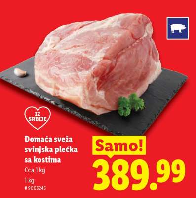 Domaća sveža svinjska plećka sa kostima