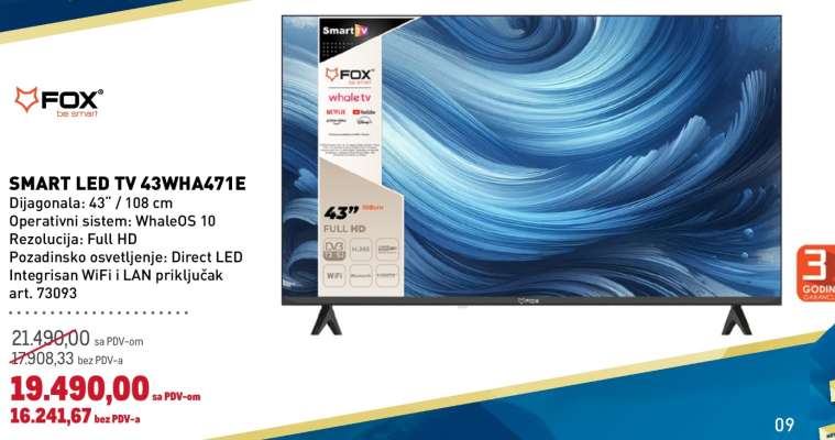 SMART LED TV 43WHA471E
