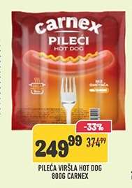Pileća Viršla Hot Dog 800g Carnex