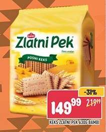 Keks Zlatni pek 630g Bambi