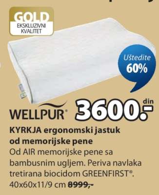 WELLPUR KYRKJA ergonomski jastuk od memorijske pene