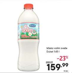 Mleko volim sveže Dukat 1.45 l