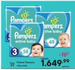 Pelene Pampers više vrsta