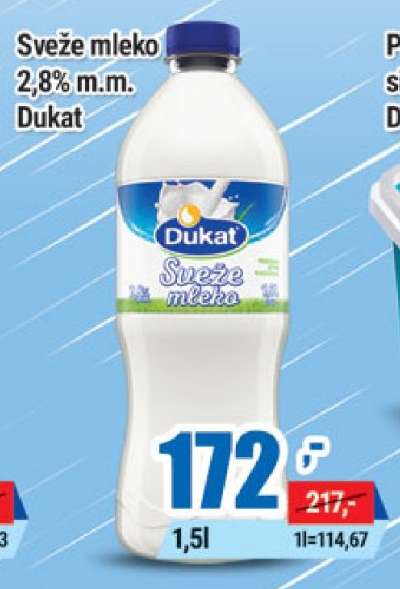 SVEŽE MLEKO 2.8 % m.m. Dukat