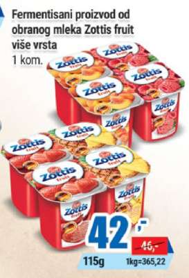 Fermentisani proizvod od obranog mleka Zottis fruit