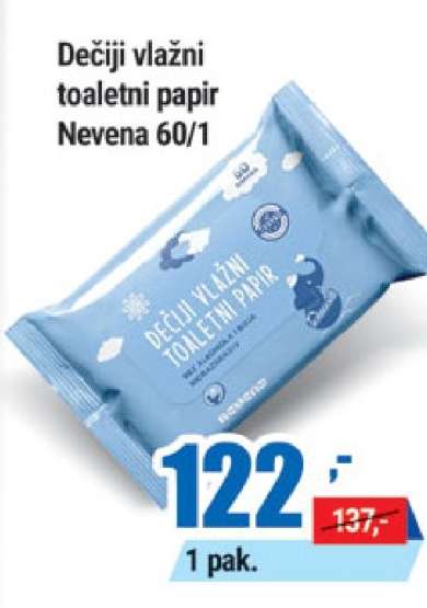 Dečiji vlažni toaletni papir Nevena 60/1