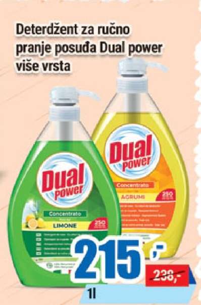 Deterdžent za ručno pranje posuđa Dual power