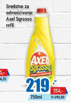Sredstvo za odmašćivanje Axel Sgrasso refil