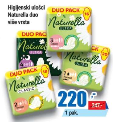 Higijenski ulošci Naturella duo više vrsta