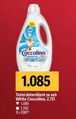 Tečni deterdžent za veš White Coccolino, 2.72l