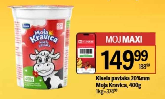 Kisela pavlaka 20 % mm Moja kravica 400g