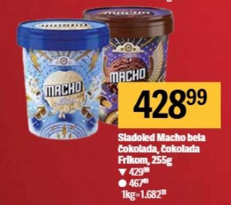 Sladoled Macho bela čokolada čokolada Frikom , 255g