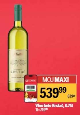 Vino belo Krstač, 0.75l