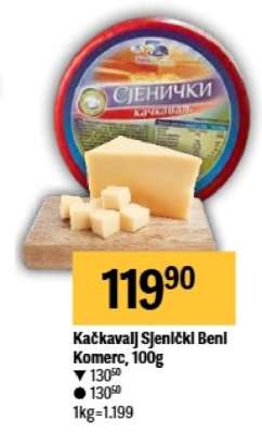 Kačkavalj Sjenjički Beni Komerc, 100g