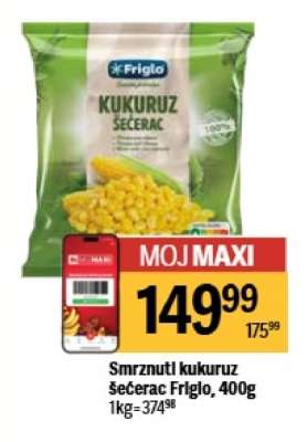 Smrznuti kukuruz šećerac Friglo, 400g